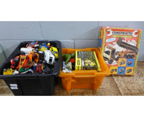 Two boxes of children's toys including die-cast model vehicles **PLEASE NOTE THIS LOT IS NOT ELIGIBLE FOR IN-HOUSE POSTING AN