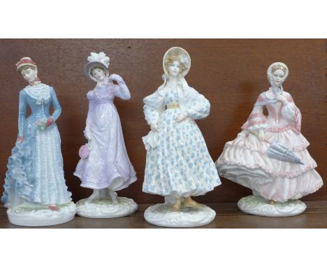 Four Royal Worcester figures, Walking-Out Dresses of the 19th Century 