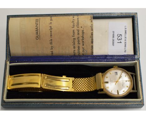 A VINTAGE EDEN-MATIC GENTS WRIST WATCH ON GILT STRAP WITH PRESENTATION BOX    