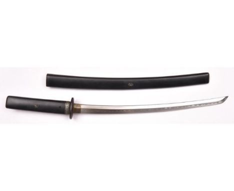 A modern wakizashi, in home made wooden handle and scabbard with metal embellishments. Old iron bomboo design tsuba. £150-200