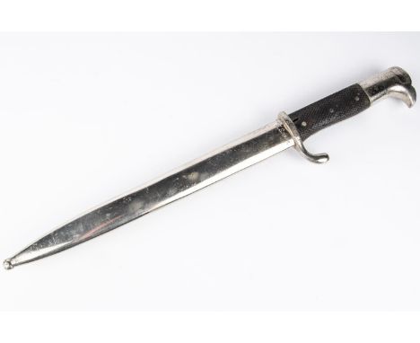 An Imperial German Kurzes Seitengewehr M1898 bayonet, saw back blade 10" marked with crown over "ERFURT", the hilt with press