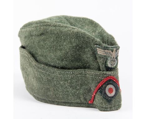 A Third Reich army ORs sidecap, woven Bevo type badge, GC £65-70 