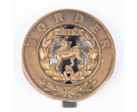 A rare 1st pattern Helmet Plate Centre of the Border Regiment, worn 1881-83, (K&amp;K 325), basically GC (the loops removed a