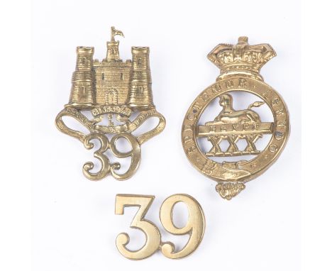Pre 1881 brass glengarry badges of the 30th and 39th Regiments of Foot (K&amp;K 472 &amp; 489), the first with one replacemen