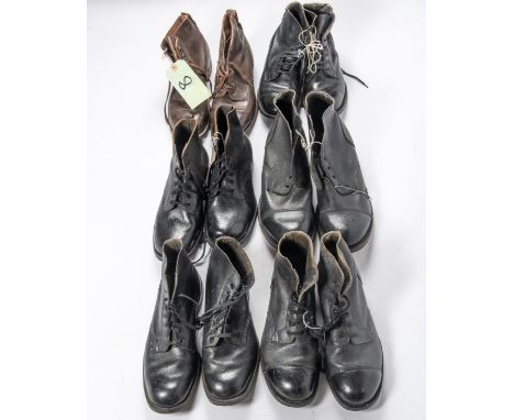 2 pairs of army boots; 2 pairs of navy boots and 2 others. GC £40-50 