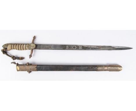 A George V naval midshipman's dirk, blade 17½", by Wilkinson, Pall Mall, retailed by "Gieves Ltd, London, Portsmouth &amp; De