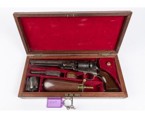 A 6 shot .36" Colt Model 1851 Navy percussion revolver, number 26143 (1855) on all parts except the cylinder which is numbere