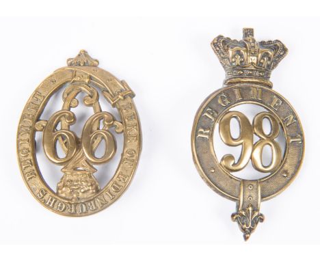 Pre 1881 brass glengarry badges of the 98th and 99th Regiments of Foot, (K&amp;K 574 &amp; 575), GC (the first with squashed 