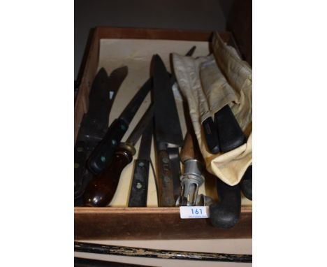 A selection of large size vintage kitchen knives and similar cutlery