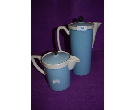 Two Art Deco style ceramic coffee pots or cafetiere by T G Green in blue and white design
