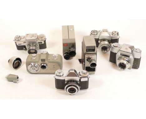 A Collection Of Cameras, to include Leica Leicina with lenses, Zeiss Ikon Contaflex, Movikon 8, Kiev, Agfa Colorflex, Bell &a