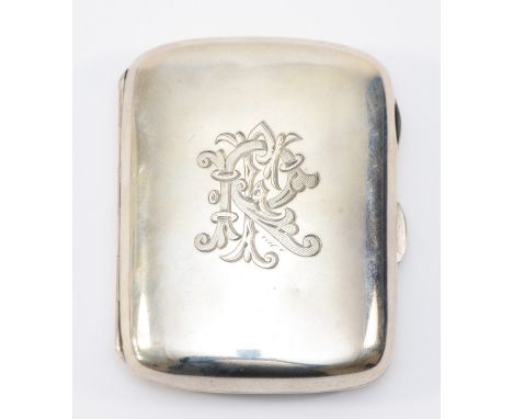 A silver arched cigarette case, Birmingham 18968 x 6.5cm, 95gm