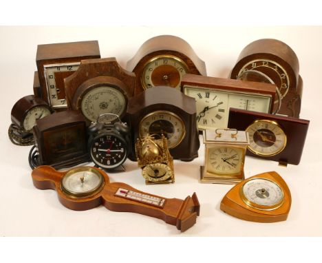 A collection of mid 20th century and later mantel and carriage clocks, having manual and quartz movements. (3 Boxes)