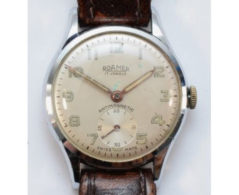Roamer, a chrome plated manual wind mid size wristwatch, 28mm, working when catalogued