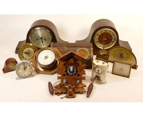 A collection of mid 20th century and later mantel, anniversary and wall clocks, having manual and quartz movements. (3 Boxes)