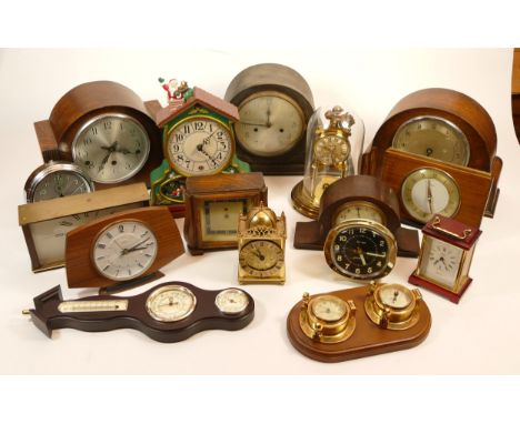 A collection of mid 20th century and later mantel, carriage and wall clocks, having manual and quartz movements. (3 Boxes)