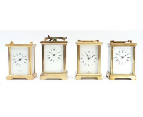 A mid to late twentieth century Bayard French brass carriage clock, with an enamel dial, Roman numerals, an eight day movemen