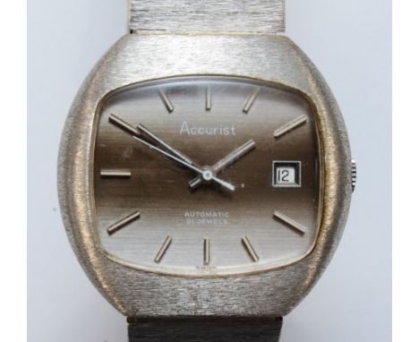 Accurist, a stainless steel automatic date gentleman's wristwatch, 36 x 35mm, working when catalogued