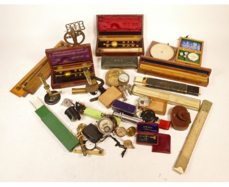 A collection of early 20th century and later scientific instruments, to include Edelmann hearing whistle, a Sikes hydrometer,