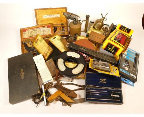 A collection of carpenters hand tools in two boxes, mid 20th century and later. (2)