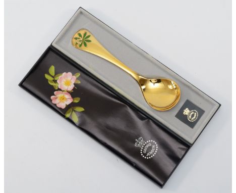 Georg Jensen, a silver gilt and enamel year spoon, 1975, post 1945 marks, 44gm, case