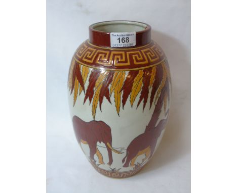 Keralouve art pottery  vase with elephant design