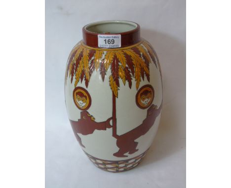 Keralouve art pottery vase with monkey design