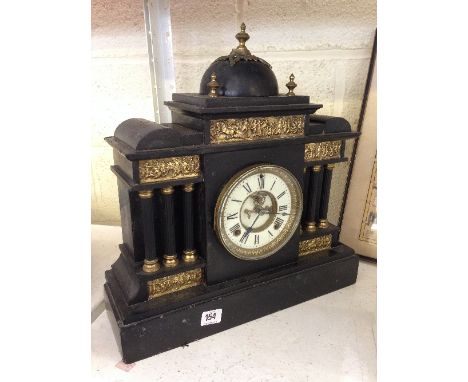 A late 19th century slate cased architectural mantle clock.