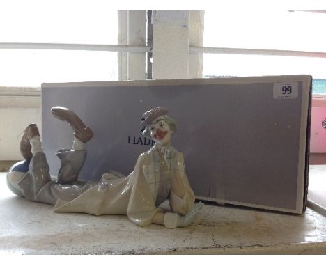 A large Lladro china figure modelled as a Clown (4618) with original box.