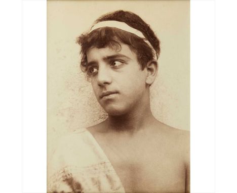Gloeden, Wilhelm von Pasqualino, head portrait Albumen print no. 1185, c. 1900, 2 Gloeden stamps on verso, 215 x 160mm.