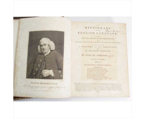Johnson, Samuel A Dictionary of the English Language London: J. Johnson, 1806. Ninth edition, 2 volumes, 4to, portrait fronti