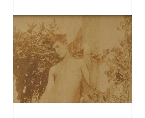 Gloeden, Wilhelm von 2 portraits comprising Male Nude beside pots of plants on terrace. Albumen print, late 19th century, 200