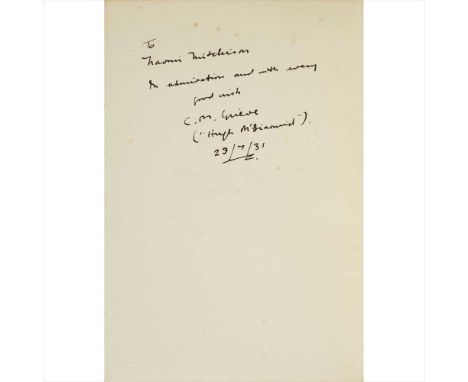 Grieve, Christopher Murray - "Hugh MacDiarmid" To Circumjack Cencrastus or The Curly Snake Edinburgh &amp; London: W. Blackwo