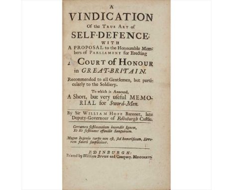 Hope, Sir William A Vindication of the True Art of Self-Defence... to which is annexed, a Short, Edinburgh: William Brown, 17