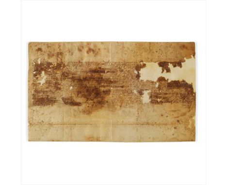 Elizabeth I (1533-1603), Queen of England and Ireland Document signed 'Elizabeth R' manuscript document on vellum, 29.5 x 49 