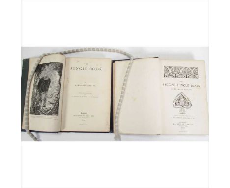 Kipling, Rudyard The Jungle Book London: Macmillan, 1894. First edition, 8vo, printed photograph of author stuck to title ver