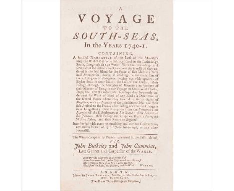 Bukeley, John and John Cummins  A Voyage to the South-Seas in the Years 1740-1 London: Jacob Robinson, 1743. First edition, 8