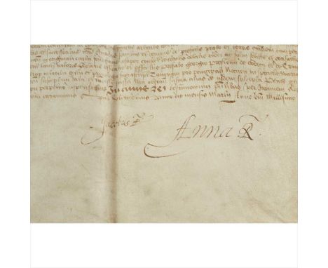 James I &amp; VI of Scotland, England &amp; Ireland, and Anne [of Denmark], Queen Document signed, with the Document signed b