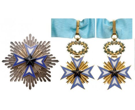 ORDER OF THE BLACK STAR Grand Officer's Set, 2nd Class, instituted in 1889. Neck Badge, 54 mm, gilt Bronze, French maker's ma