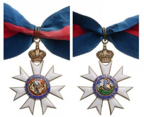 THE MOST DISTINGUISHED ORDER OF SAINT MICHAEL AND SAINT GEORGE Commander's Cross, instituted in 1818. Neck Badge, 46 mm (with