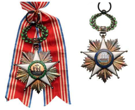 ORDER OF THE AFRICAN REDEMPTION Grand Cross Sash for a Lady, 1st Class, instituted in 1879. Sash Badge, 65 mm, gilt Silver, F
