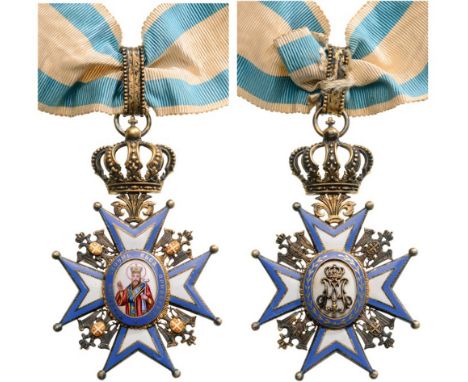 ORDER OF SAINT SAVA Commander’s Cross, 3rd Class, 1st Model (with cypher of King Milan I), instituted in 1883. Neck Badge, 54