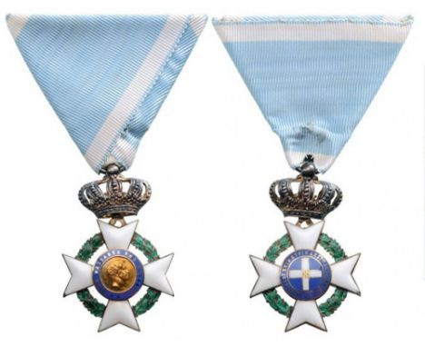 ORDER OF THE REDEEMER Knight's Cross, 1st Type, 5th Class, instituted in 1833. Breat Badge, 56,5x35 mm, Silver, with white en