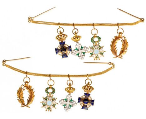 Miniature Chain with 4 Decoration Order of Saint Michael, 1st Class, Italy, Order of Saint Mauritius and Saint Lazarus, Franc