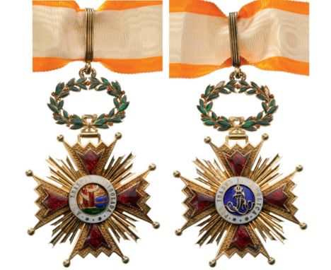 ORDER OF ISABELLA THE CATHOLIC Commander’s Cross, 3rd Class, instituted in 1815. Neck Badge, GOLD, 55 mm, 43 g, superimposed 