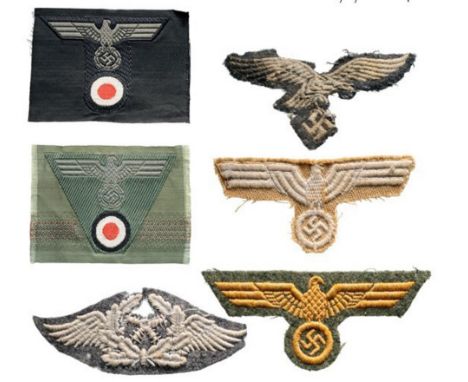 Military Effects Army Trapezoidal Hat Badge, Panzer T Hat Badge, Kriegsmarine Breast Badge, Luftwaffe Breast Badge, Luftwaffe