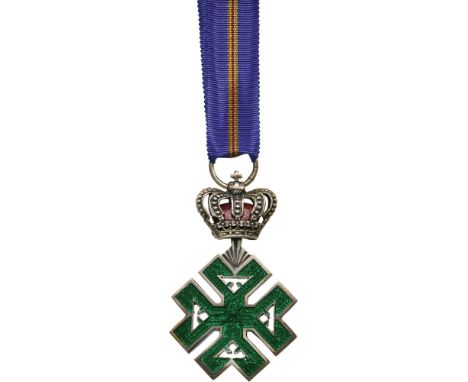 ORDER OF FERDINAND Knight’s Cross, intituted in 1929. Breast Badge, 51x32 mm, Silver, both sides enameled, with original susp