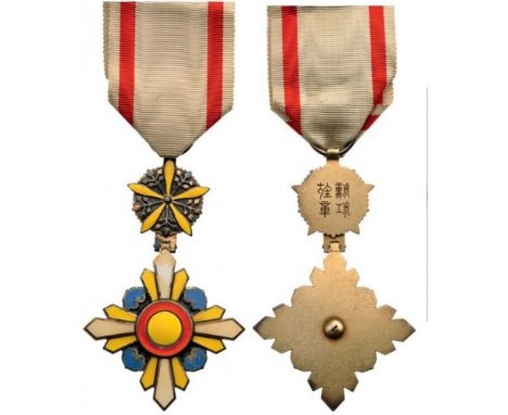 ORDER OF THE AUSPICIOUS CLOUDS 6th Class, instituted in 1936. Breast Badge, 78x46 mm, gilt Silver, one side enameled, origina