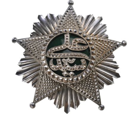 ORDER OF THE STAR OF COMOROS Grand Cross Star, 1st Class, instituted in 1910. Breast Star, 80 mm, Silver, French hallmarked, 