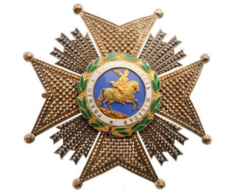 ROYAL AND MILITARY ORDER OF SAINT HERMENEGILDO Grand Cross Star, 1st Class, instituted in 1815. Breast Star, 85 mm, gilt Silv